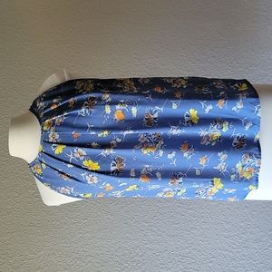 Ava Christine Blue Floral Sleeveless Highneck